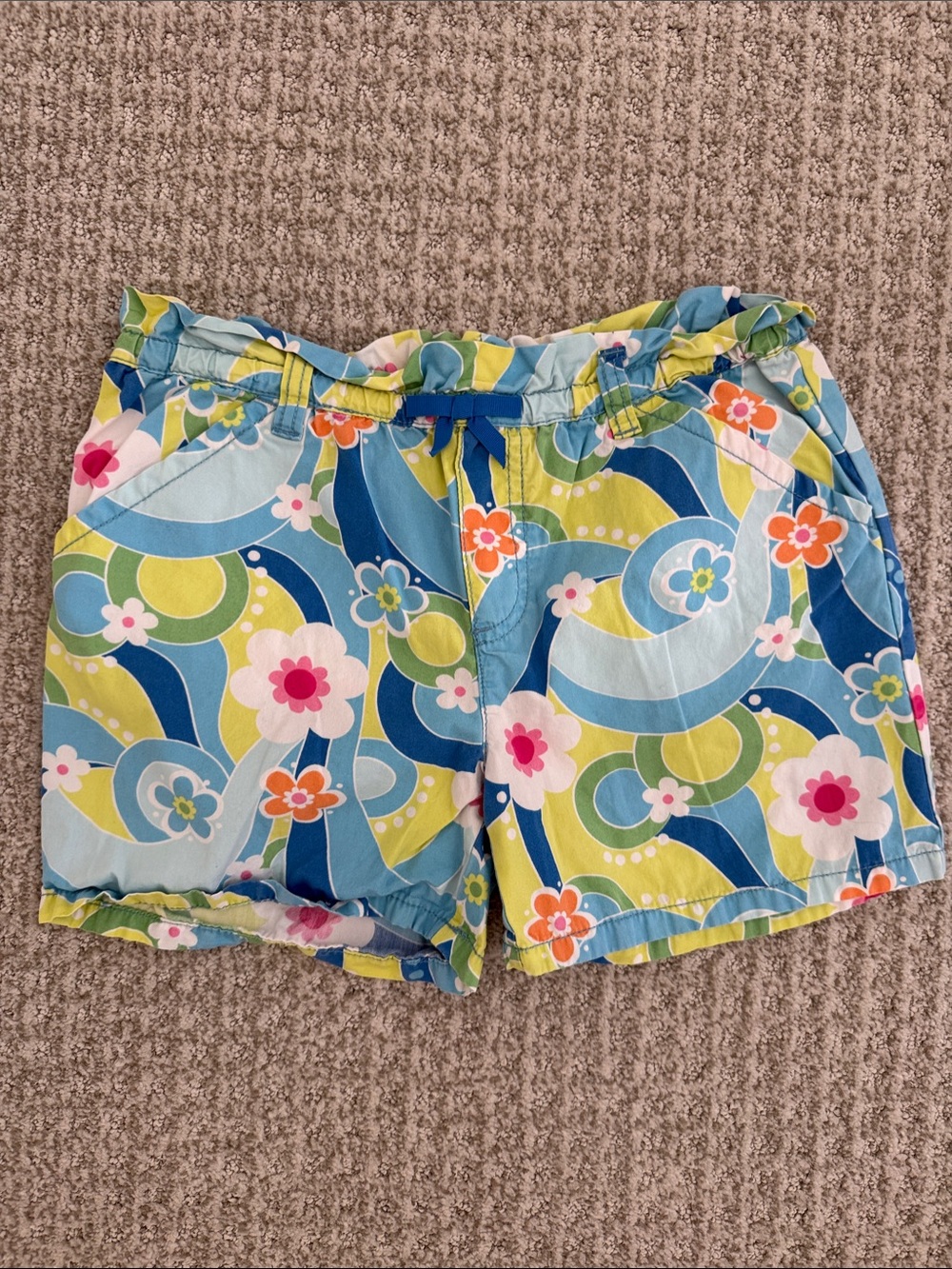 Gymboree Girls (12), Blue & Green Floral Wave Shorts